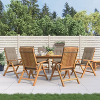  Reclining Garden Chairs with Cushions 6 pcs Solid Wood Teak