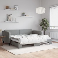  Daybed with Trundle without Mattress Light Grey 90x190 cm
