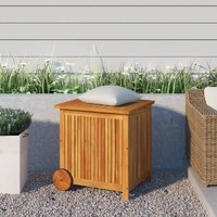  Garden Storage Box with Wheels 60x50x58 cm Solid Wood Acacia