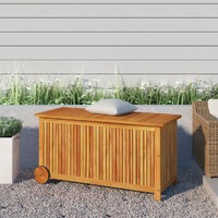  Garden Storage Box with Wheels 113x50x58 cm Solid Wood Acacia