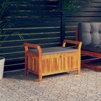  Garden Storage Bench with Cushion 91 cm Solid Wood Acacia