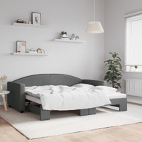  Daybed with Trundle without Mattress Dark Grey 90x190 cm