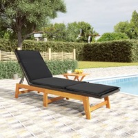  Sun Lounger with Table Poly Rattan and Solid Wood Acacia