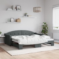  Daybed with Trundle Dark Grey 92x187 cm Single Size Fabric