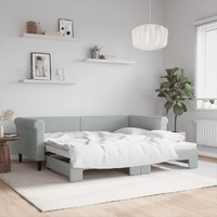  Daybed with Trundle without Mattress Light Grey 90x190 cm