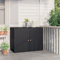  Garden Storage Cabinet Black 100x55.5x80 cm Poly Rattan