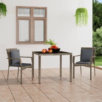  Garden Chairs with Cushions 2 pcs Poly Rattan Grey