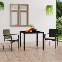  Garden Chairs with Cushions 2 pcs Poly Rattan Black