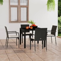  Garden Chairs with Cushions 4 pcs Poly Rattan Black