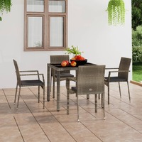  Garden Chairs with Cushions 4 pcs Poly Rattan Grey