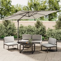  Cantilever Garden Parasol with Aluminium Pole Sand White 400x300 cm