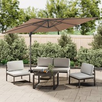  LED Cantilever Garden Parasol Taupe 400x300 cm
