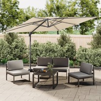  Double Top Cantilever Garden Parasol Sand White 400x300 cm
