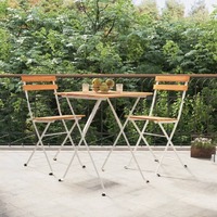  Folding Bistro Chairs 2 pcs Solid Wood Acacia and Steel