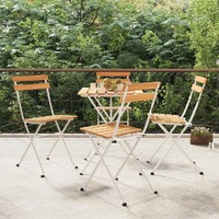  Folding Bistro Chairs 4 pcs Solid Wood Acacia and Steel