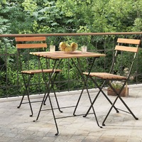  Folding Bistro Table 55x54x71 cm Solid Wood Teak and Steel