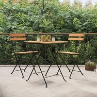  Folding Bistro Chairs 2 pcs Solid Wood Teak and Steel