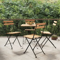  Folding Bistro Chairs 4 pcs Solid Wood Teak and Steel