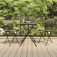  3 Piece Folding Bistro Set Grey Poly Rattan
