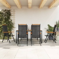  7 Piece Garden Dining Set Black and Brown Aluminium