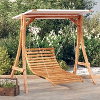  Swing Bed with Canopy Solid Wood Spruce with Teak Finish