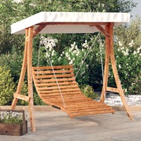 Swing Bed with Canopy Solid Wood Spruce with Teak Finish