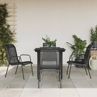  5 Piece Garden Dining Set Black Steel and Textilene