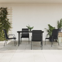  5 Piece Garden Dining Set Black Steel and Textilene