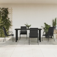  5 Piece Garden Dining Set Black Steel and Textilene
