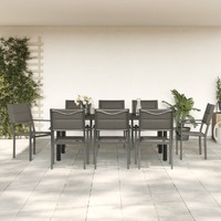  5 Piece Garden Dining Set Black Steel and Textilene