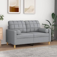  2-Seater Sofa with Throw Pillows Light Grey 120 cm Fabric