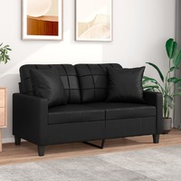  2-Seater Sofa with Throw Pillows Black 120 cm Faux Leather