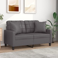  2-Seater Sofa with Throw Pillows Grey 120 cm Faux Leather