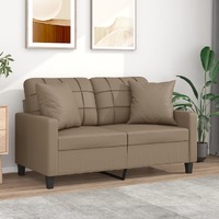  2-Seater Sofa with Throw Pillows Cappuccino 120 cm Faux Leather