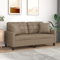  2-Seater Sofa with Throw Pillows Cappuccino 140 cm Faux Leather