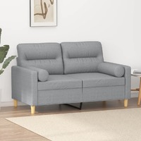  2-Seater Sofa with Throw Pillows Light Grey 120 cm Fabric