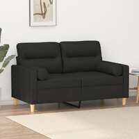  2-Seater Sofa with Throw Pillows Black 120 cm Fabric