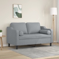  2-Seater Sofa with Throw Pillows Light Grey 120 cm Fabric