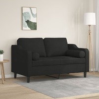  2-Seater Sofa with Throw Pillows Black 120 cm Fabric