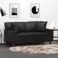  2-Seater Sofa with Throw Pillows Black 120 cm Faux Leather