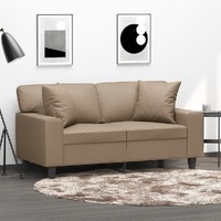  2-Seater Sofa with Throw Pillows Cappuccino 120 cm Faux Leather