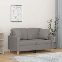  2-Seater Sofa with Throw Pillows Light Grey 120 cm Fabric