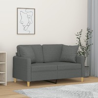  2-Seater Sofa with Throw Pillows Dark Grey 120 cm Fabric