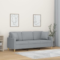  3-Seater Sofa with Throw Pillows Light Grey 180 cm Fabric