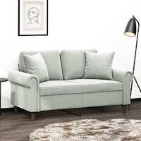  2-Seater Sofa with Throw Pillows Light Grey 120 cm Velvet