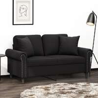  2-Seater Sofa with Throw Pillows Black 120 cm Velvet