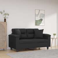  2-Seater Sofa with Throw Pillows Black 120 cm Faux Leather