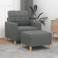  Sofa Chair with Footstool Dark Grey 60 cm Fabric