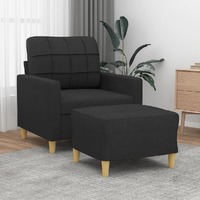  Sofa Chair with Footstool Black 60 cm Fabric