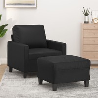  Sofa Chair with Footstool Black 60 cm Faux Leather